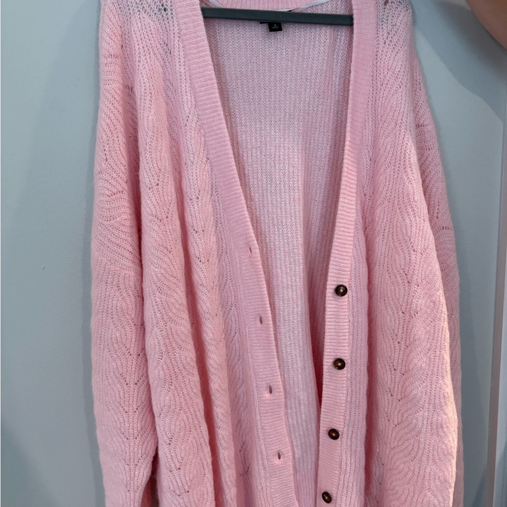 Torrid Pink Ribbed Knit Cardigan Sweater
